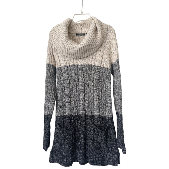 JEANNE PIERRE Sweaters - NEW WITH TAGS Jeanne Pierre Colorblock Cable Knit Cowl Neck Tunic Fisherman Sz S